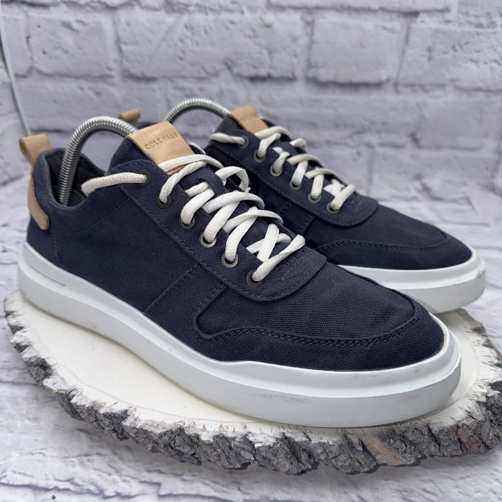 Cole Haan Navy Canvas Sneakers with White Soles and Cream Accents